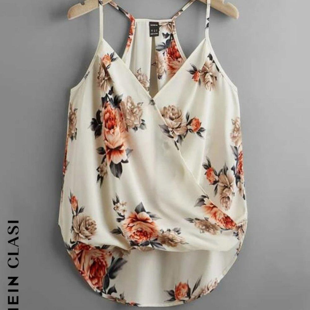Floral Print High Low Hem Cami Top